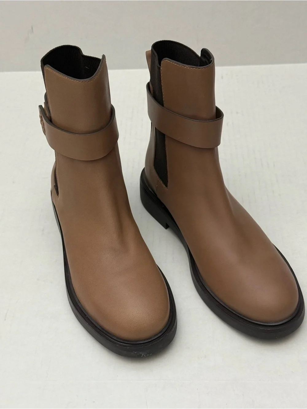 Tory Burch Cognac Leather Ankle Booties with Strap Size 10